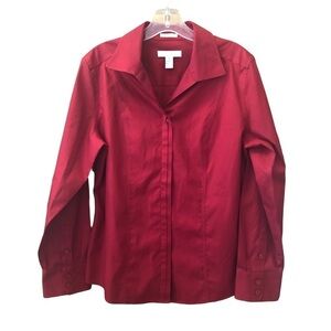 CHICO’S / no iron/ size 1/ button down/ red / Long sleeve